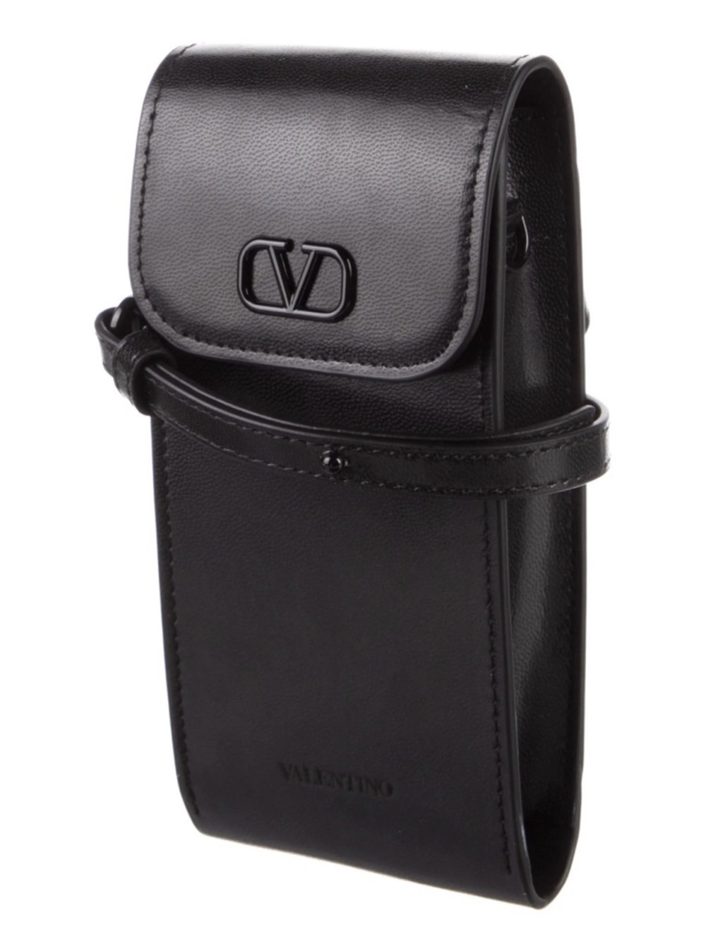 Valentino Garavani Black Leather Eyeglass Pouch - Picture 1 of 7